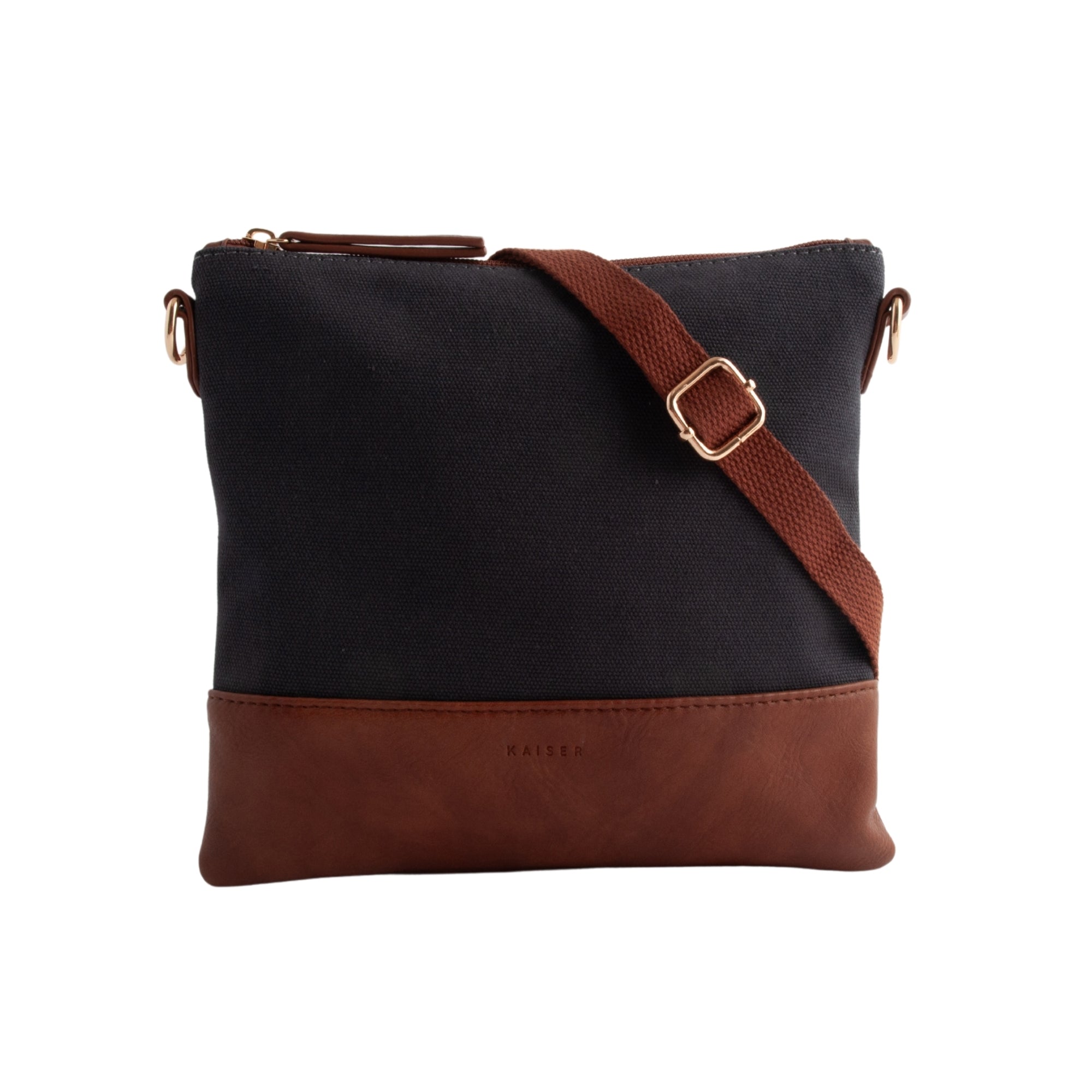 Kaiser Canvas Square Shoulder Bag - NAVY